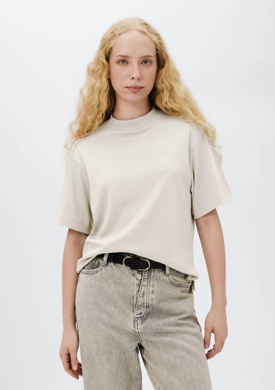 Foto do produto: Camiseta Feminina Manga Curta Em Algodão Peruano - Off white