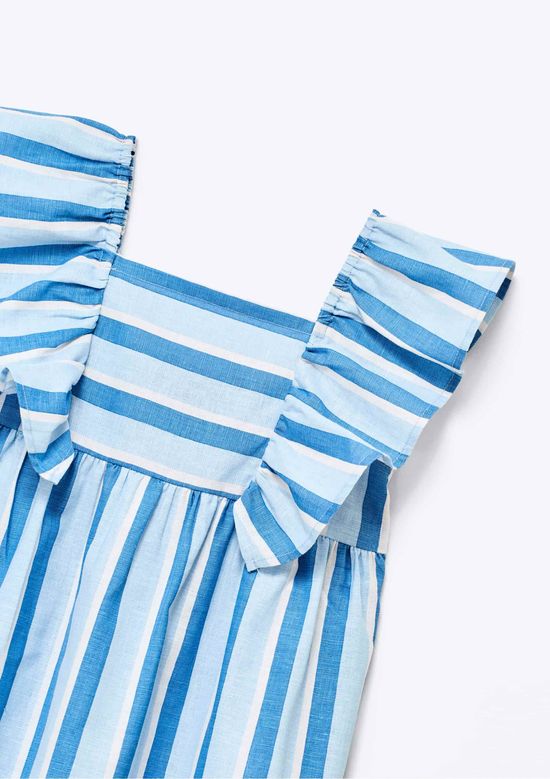 Foto do produto: Vestido Infantil Menina Toddler  Fio Tinto Com Linho - Azul