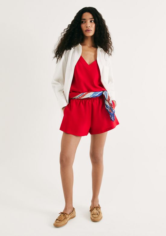 Foto do produto: Shorts Feminino Evasê Com Linho - Vermelho