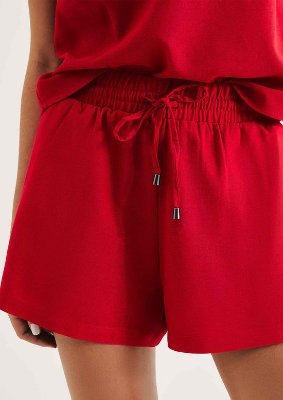 Foto do produto: Shorts Feminino Evasê Com Linho - Vermelho