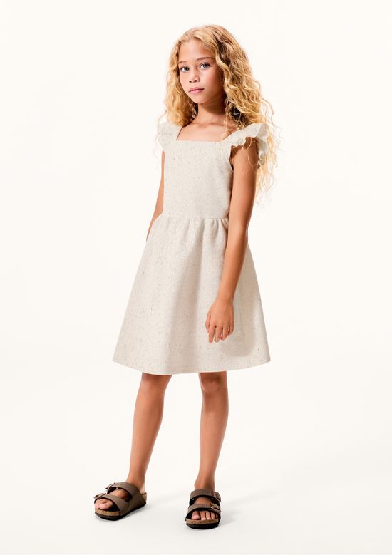 Foto do produto: Vestido Infantil Em Algodão e Linho Evasê - Creme