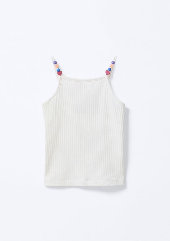 Foto do produto: Regata Infantil Menina Alças Com Miçangas - Off white