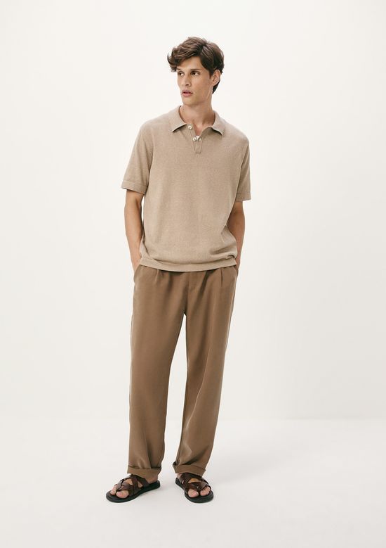 Foto do produto: Camisa Polo Masculina Manga Curta Em Tricô - Bege
