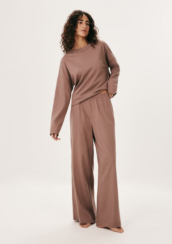 Foto do produto: Pijama Feminino Longo Em Malha - Marrom