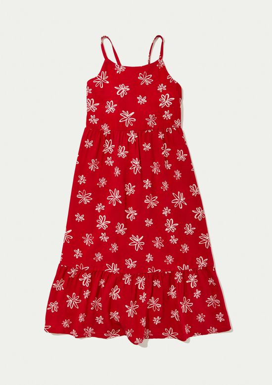 Foto do produto: Vestido Infantil Midi Com Alças Finas - Vermelho