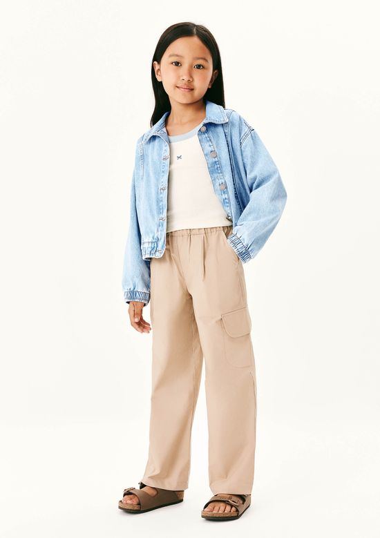 Foto do produto: Calça Infantil Menina Barrel Sarja - Bege