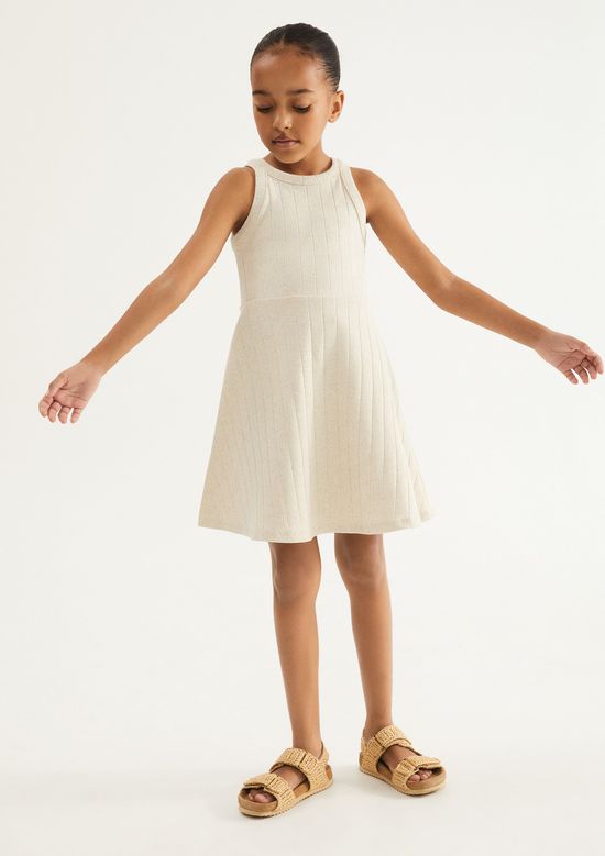 Foto do produto: Vestido Infantil Curto Ribana Com Linho - Off white