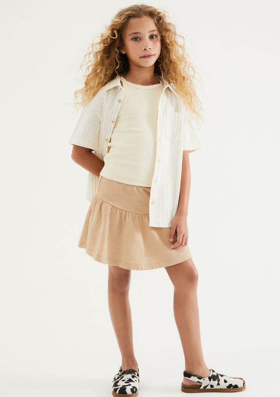 Foto do produto: Shorts Saia Infantil Curto Com Babados - Bege