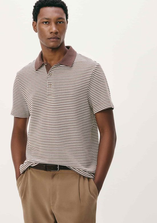 Foto do produto: Camisa Polo Masculina Manga Curta Fio Tinto - Bege