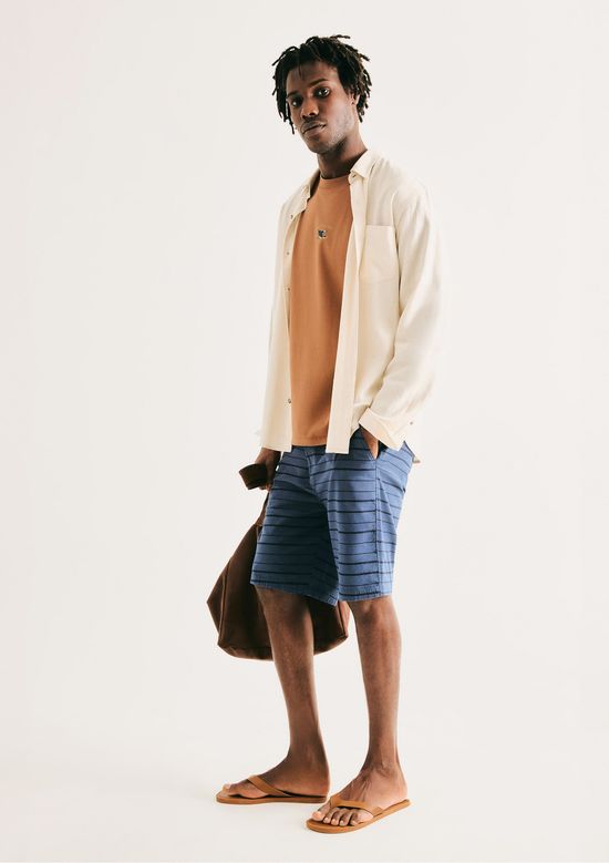 Foto do produto: Bermuda Masculina Fio Tinto Listrada - Azul