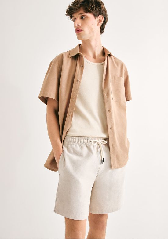 Foto do produto: Shorts Masculino Fio Tinto Com Linho - Off white