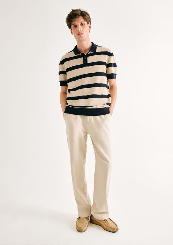 Foto do produto: Calça Masculina Reta Com Linho - Creme