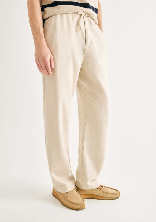 Foto do produto: Calça Masculina Reta Com Linho - Creme