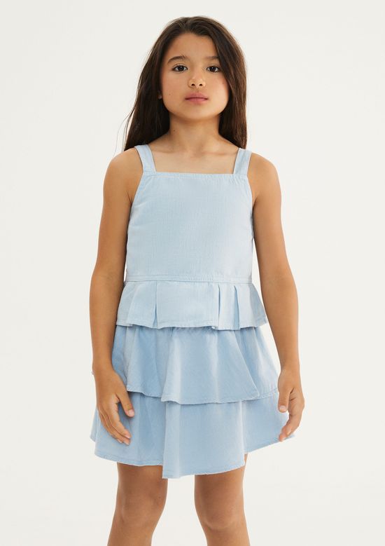 Foto do produto: Saia Curta Infantil Com Babados - Azul