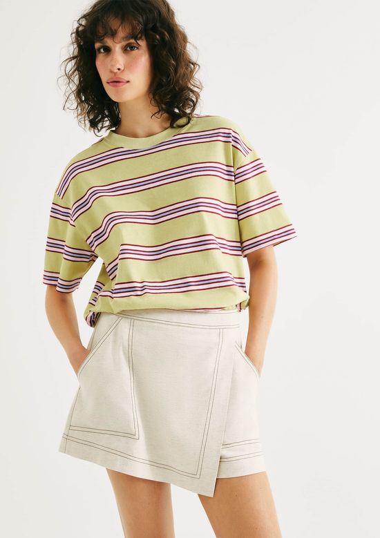 Foto do produto: Shorts Saia Cintura Média Com Linho - Off white