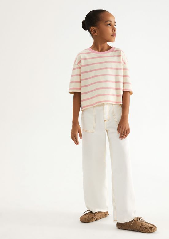 Foto do produto: Calça Infantil Menina Wide Leg Em Sarja - Off white