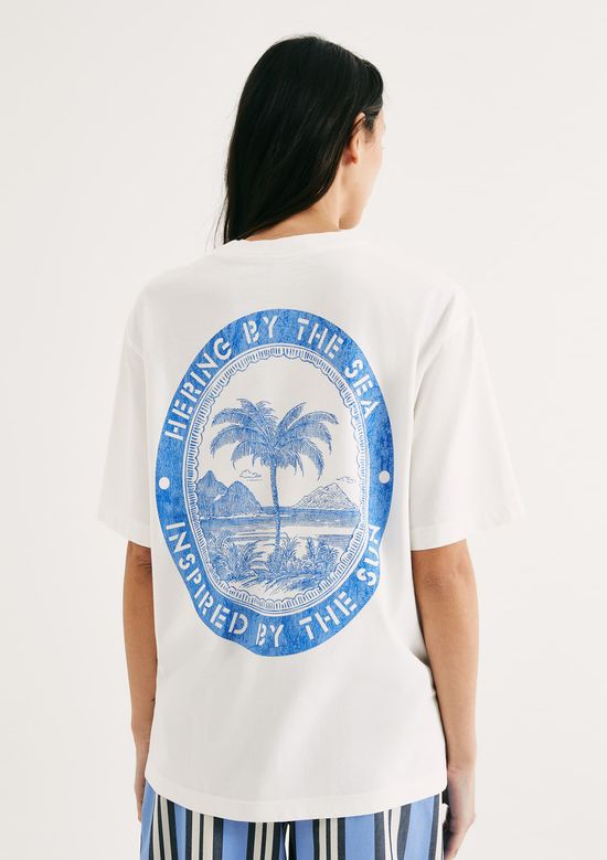 Foto do produto: Camiseta Feminina Oversized Com Estampa - Off white