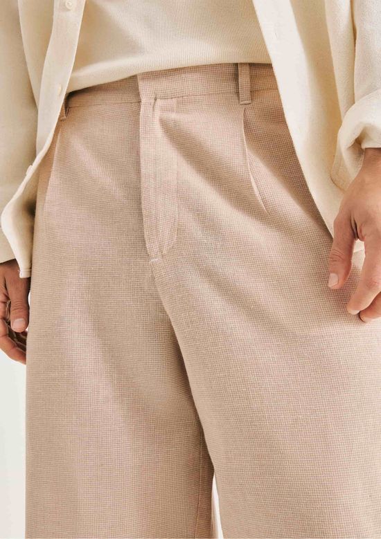 Foto do produto: Calça Masculina Reta Em Alfaiataria Com Linho - Bege