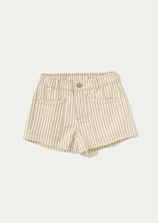 Foto do produto: Shorts Infantil Menina Listrado Em Sarja - Creme