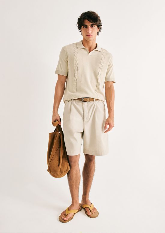 Foto do produto: Bermuda Masculina Reta Em Sarja - Bege