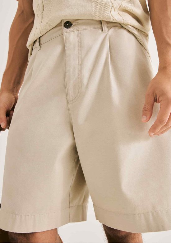 Foto do produto: Bermuda Masculina Reta Em Sarja - Bege