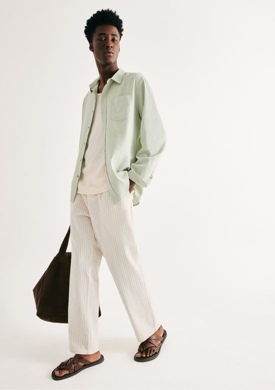 Foto do produto: Calça Masculina Reta Chino Risca De Giz - Off white