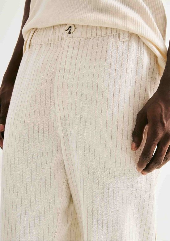 Foto do produto: Calça Masculina Reta Chino Risca De Giz - Off white