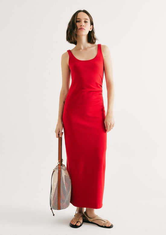 Foto do produto: Vestido Midi Justo Em Ribana - Vermelho