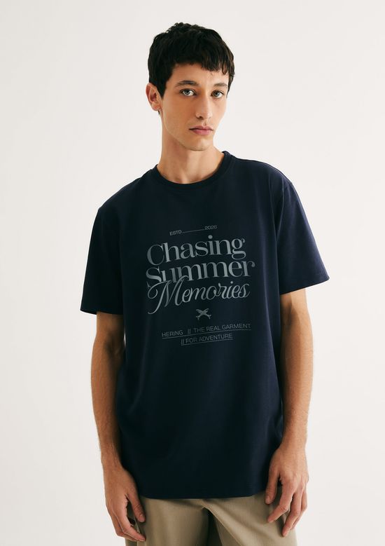 Foto do produto: Camiseta Masculina Comfort Estampada - Azul