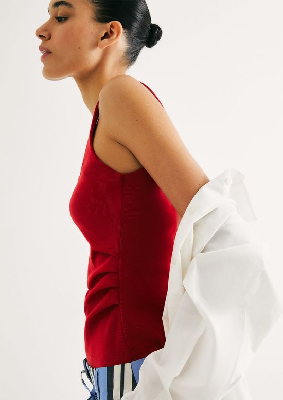 Foto do produto: Regata Feminina Drapeada Em Ribana - Vermelho