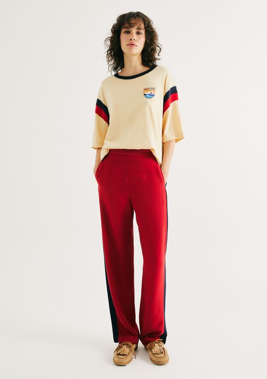 Foto do produto: Calça Reta Feminina Em Viscolinho - Vermelho