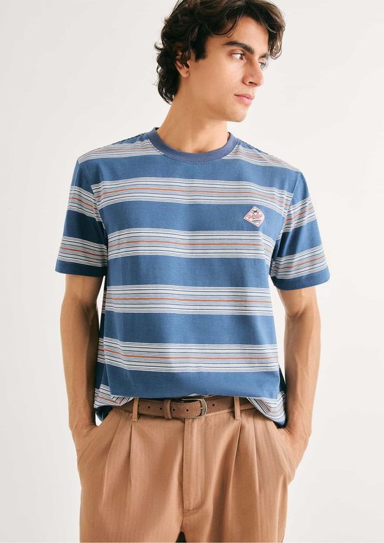 Foto do produto: Camiseta Masculina Comfort Listrada - Azul