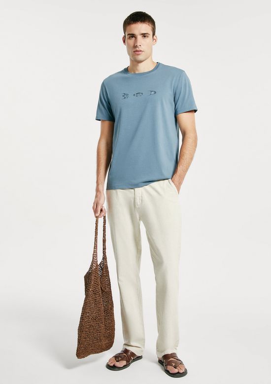 Foto do produto: Camiseta Masculina Algodão Peruano Estampada - Azul