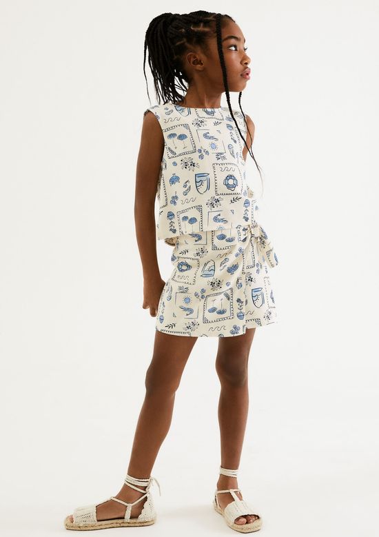 Foto do produto: Shorts Saia Infantil Com Linho - Creme