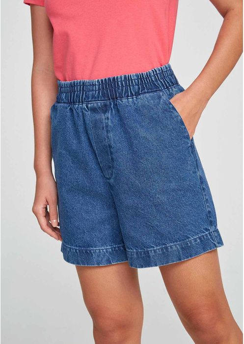 Shorts Feminino Curto Em Jeans Leve - Azul Médio