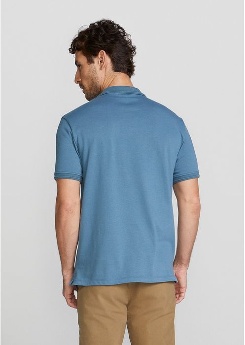 Camisa Polo Básica Masculina Em Malha De Algodão - Azul Marinho