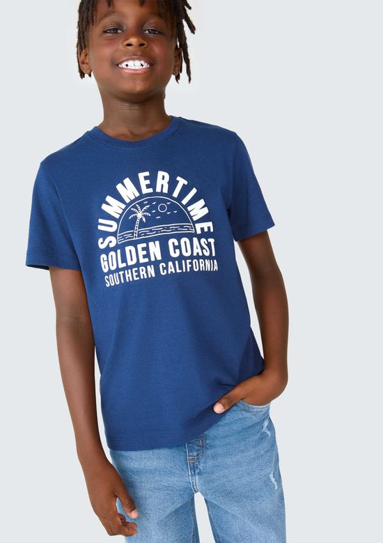 Foto do produto: Camiseta Infantil Menino Manga Curta Com Estampa - Azul