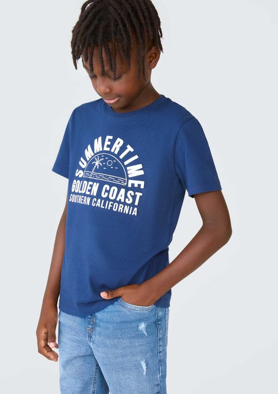 Foto do produto: Camiseta Infantil Menino Manga Curta Com Estampa - Azul