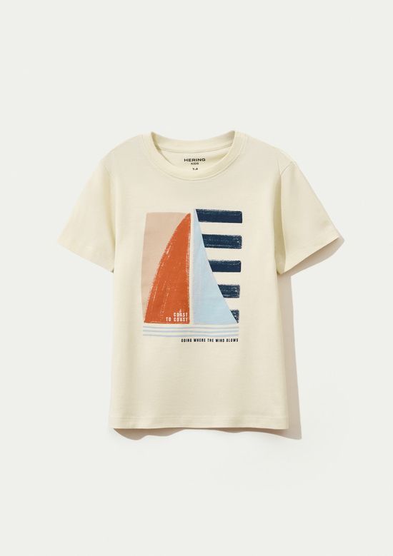 Foto do produto: Camiseta Infantil Menino Manga Curta Com Estampa - Creme