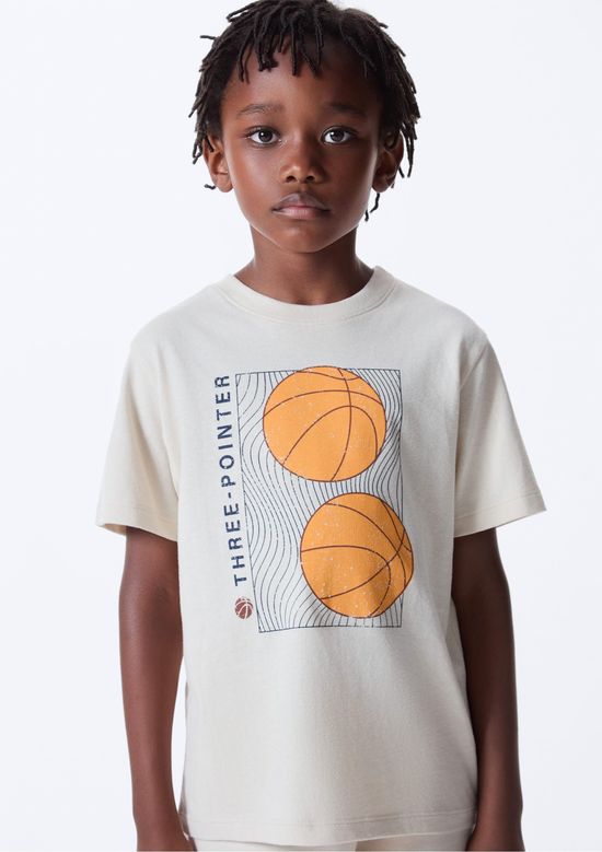 Foto do produto: Camiseta Infantil Menino Manga Curta Com Estampa - Off white
