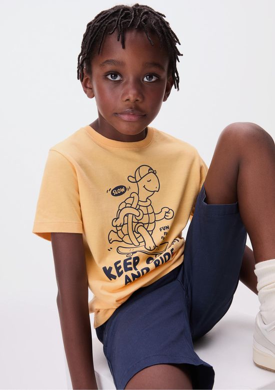 Foto do produto: Camiseta Infantil Menino Manga Curta Com Estampa - Laranja