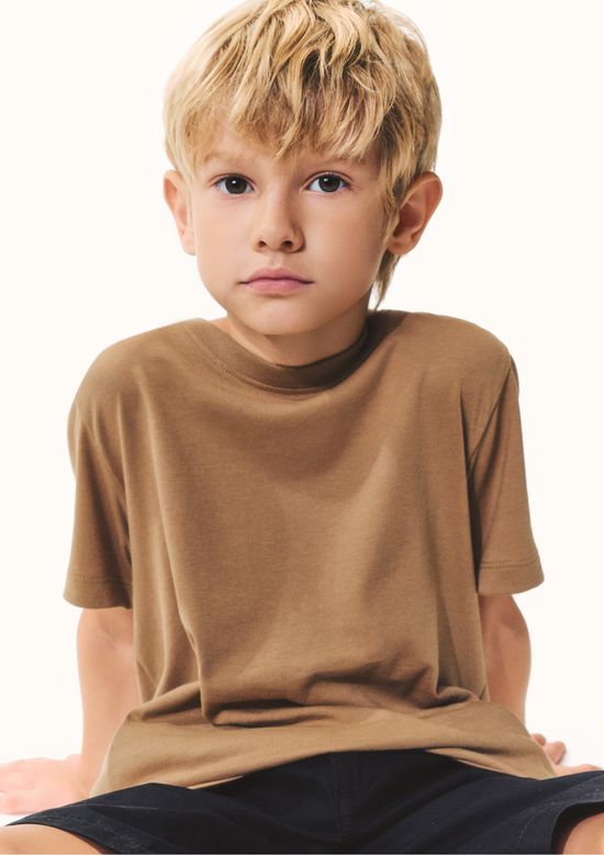 Foto do produto: Camiseta Básica Infantil Menino Manga Curta Slim - Caqui