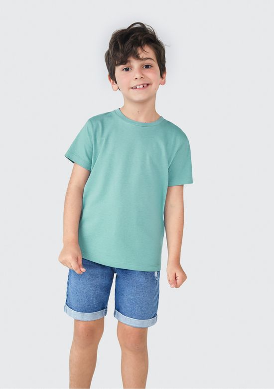 Foto do produto: Camiseta Básica Infantil Menino Manga Curta Slim - Verde
