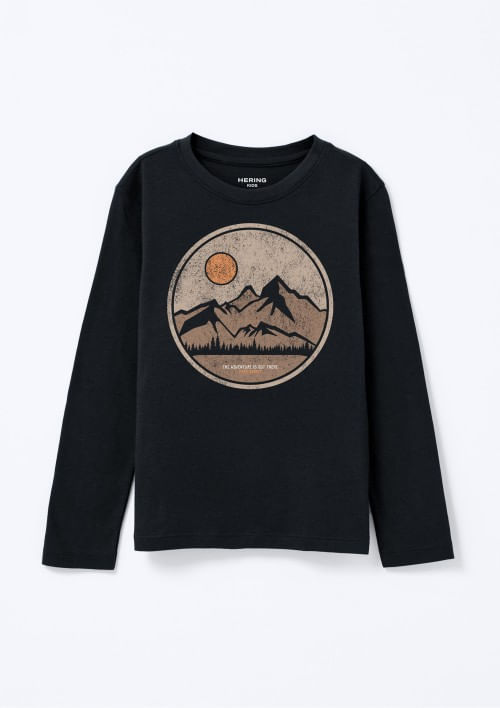 Foto do produto: Camiseta Infantil Menino Manga Longa Com Estampa Hering Kids - Preto