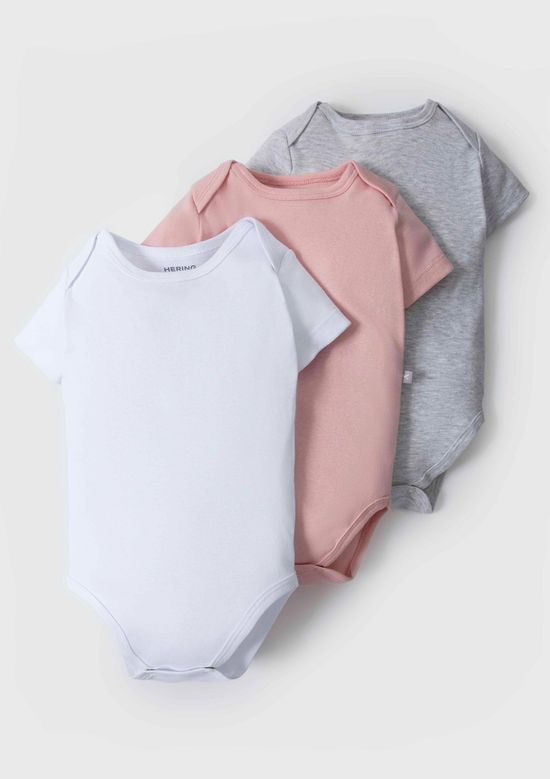 Foto do produto: Kit Com 3 Bodies Bebê Unissex Em Ribana - Multicolorido