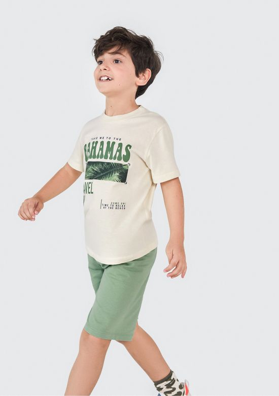 Foto do produto: Conjunto Infantil Menino Curto Com Estampa - Bege