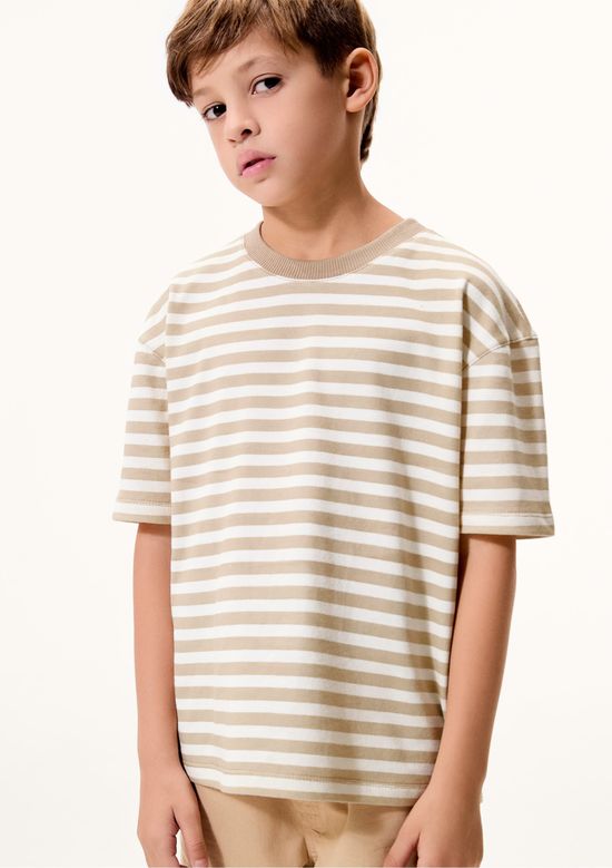Foto do produto: Camiseta Infantil Menino Fio Tinto Oversized - Bege