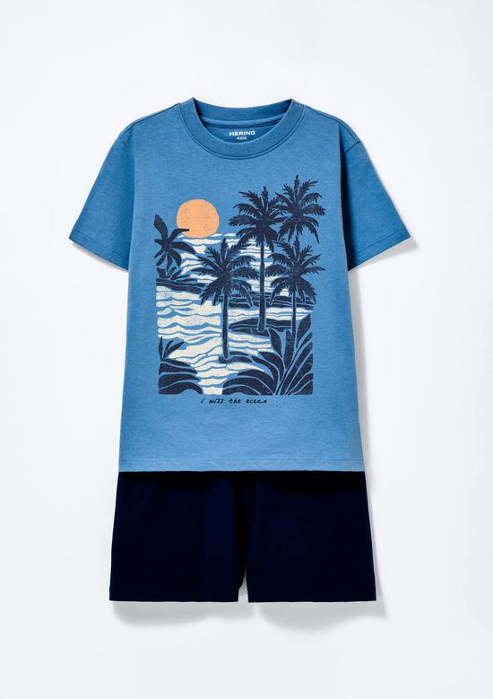 Foto do produto: Conjunto Infantil Menino Curto Com Estampa - Azul