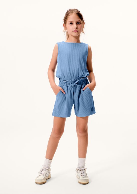 Foto do produto: Conjunto Curto Infantil Menina Em Ribana Canelada - Azul