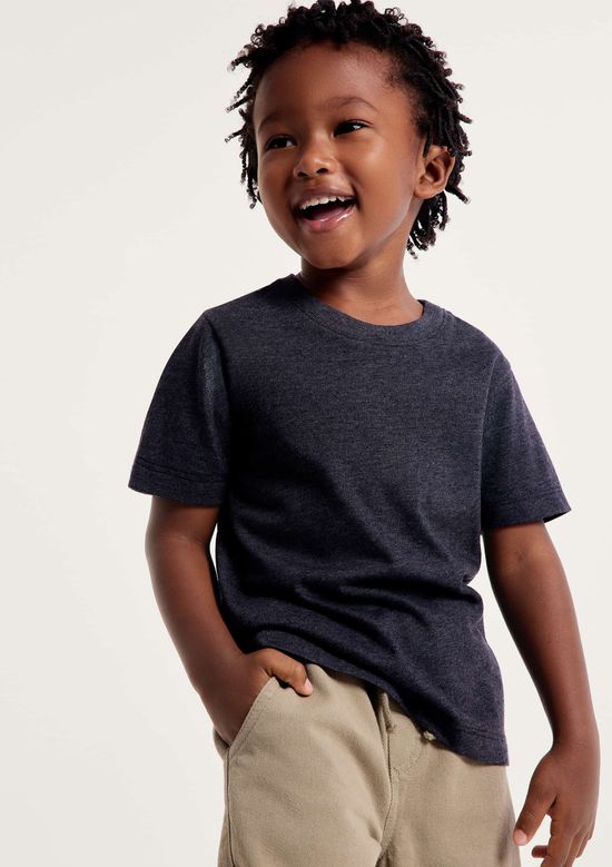 Foto do produto: Camiseta Básica Infantil Menino Manga Curta Slim - Cinza